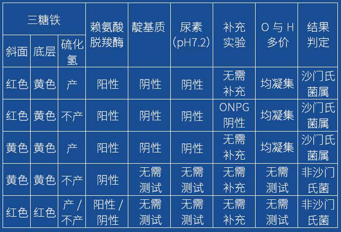 沙门氏菌判定表 沙门氏菌判定表